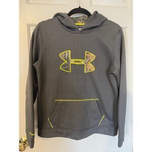 Under Armour Hoodie Sweatshirt Youth XL STORM1 Gray Camo Green Fleece Lined